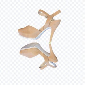 Nine West Ratical Creamy Tan Soft Leather Spike Heel Stiletto Sandals